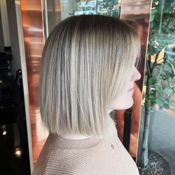 Silver-blonde blunt bob